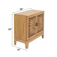 Amyra Accent Cabinet with Sunburst Doors and Solid Wood, Natural Oak-BM355161