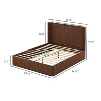 Adiba Fluted Queen Platform Bed with Curved Headboard, Walnut Wood - BM355165