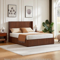 Adiba Fluted Queen Platform Bed with Curved Headboard, Walnut Wood - BM355165