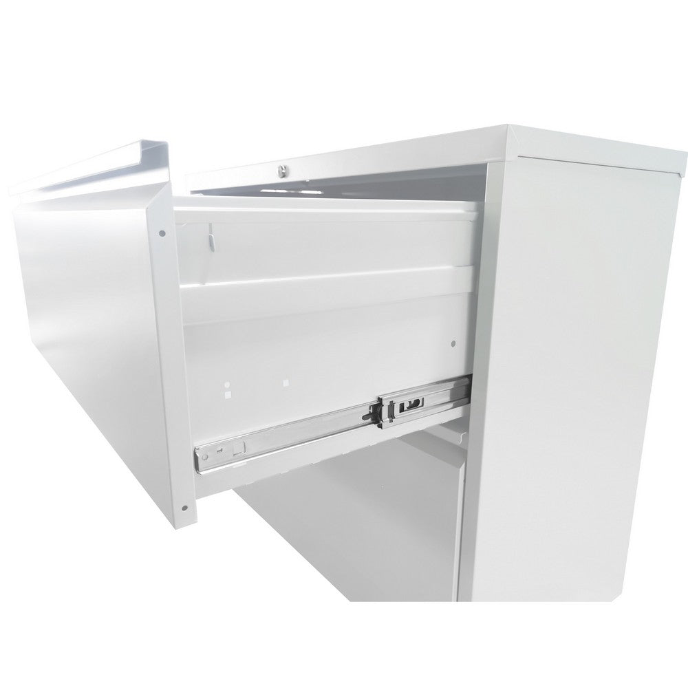 Joyce File Cabinet with 3 Drawers, Central Lock System, White Steel-BM355166