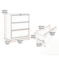 Joyce File Cabinet with 3 Drawers, Central Lock System, White Steel-BM355166