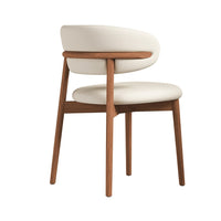 Mico Dining Chairs, Set of 2, Walnut Brown Wood, White Faux Leather - BM355169