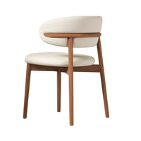 Mico Dining Chairs, Set of 2, Walnut Brown Wood, White Faux Leather - BM355169