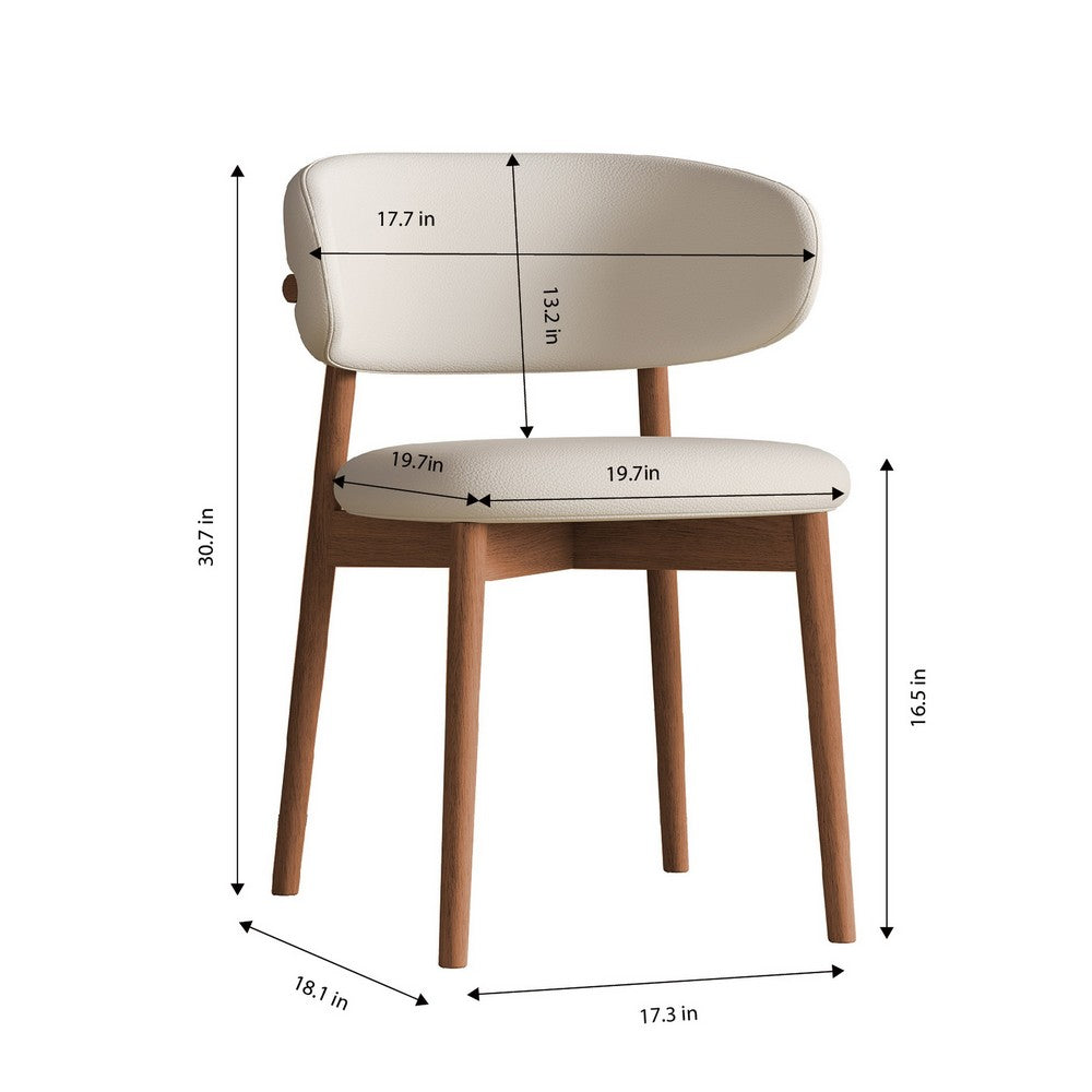 Mico Dining Chairs, Set of 2, Walnut Brown Wood, White Faux Leather - BM355169