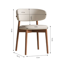 Mico Dining Chairs, Set of 2, Walnut Brown Wood, White Faux Leather - BM355169