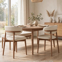 Mico Dining Chairs, Set of 2, Walnut Brown Wood, White Faux Leather - BM355169