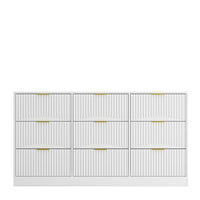 Gilly Wide Dresser, 9 Drawers, Wavy Front Panels, White Wood - BM355170