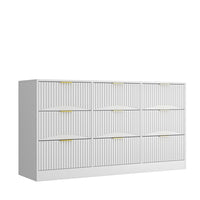Gilly Wide Dresser, 9 Drawers, Wavy Front Panels, White Wood - BM355170
