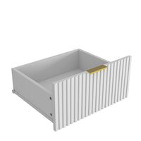 Gilly Wide Dresser, 9 Drawers, Wavy Front Panels, White Wood - BM355170