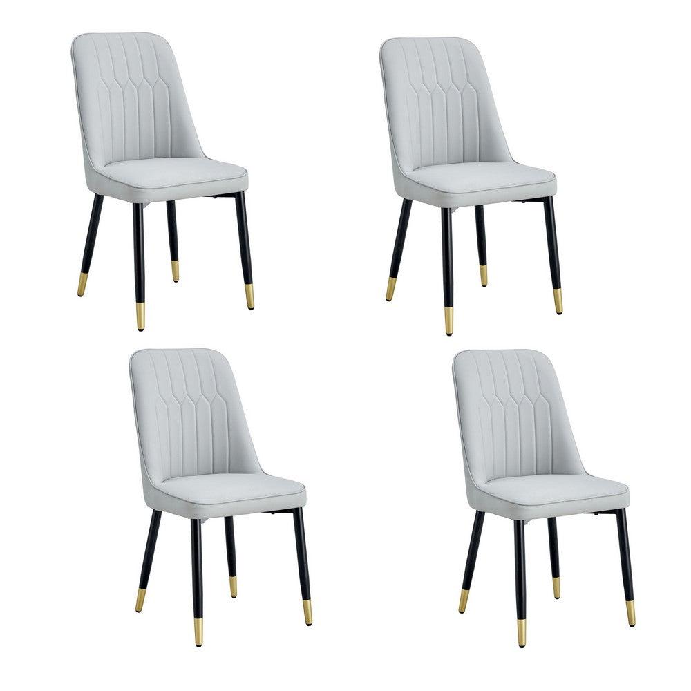 Manie Dining Chairs, Black Metal, Set of 4, Light Gray Faux Leather - BM355171