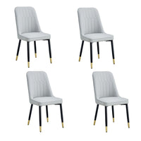 Manie Dining Chairs, Black Metal, Set of 4, Light Gray Faux Leather - BM355171