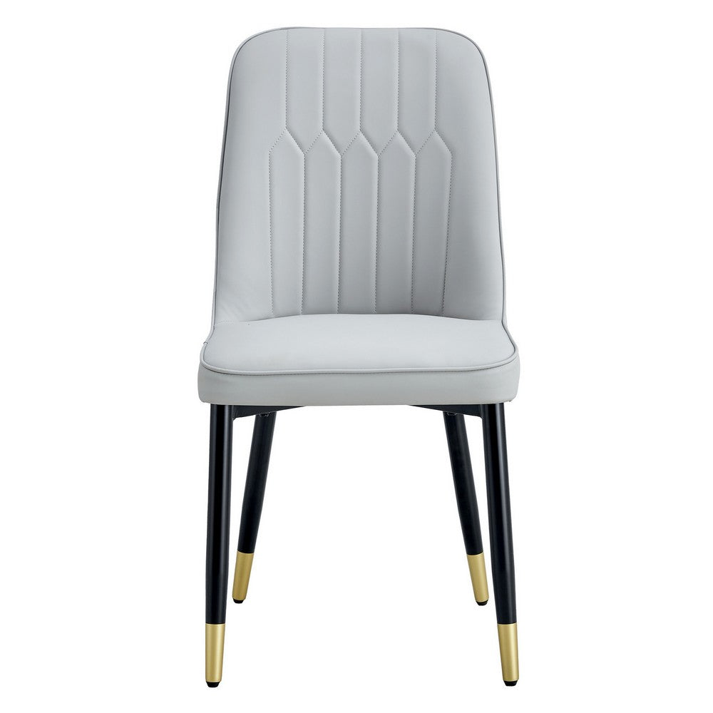 Manie Dining Chairs, Black Metal, Set of 4, Light Gray Faux Leather - BM355171