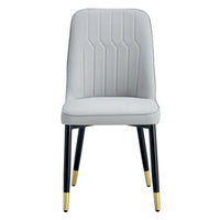 Manie Dining Chairs, Black Metal, Set of 4, Light Gray Faux Leather - BM355171