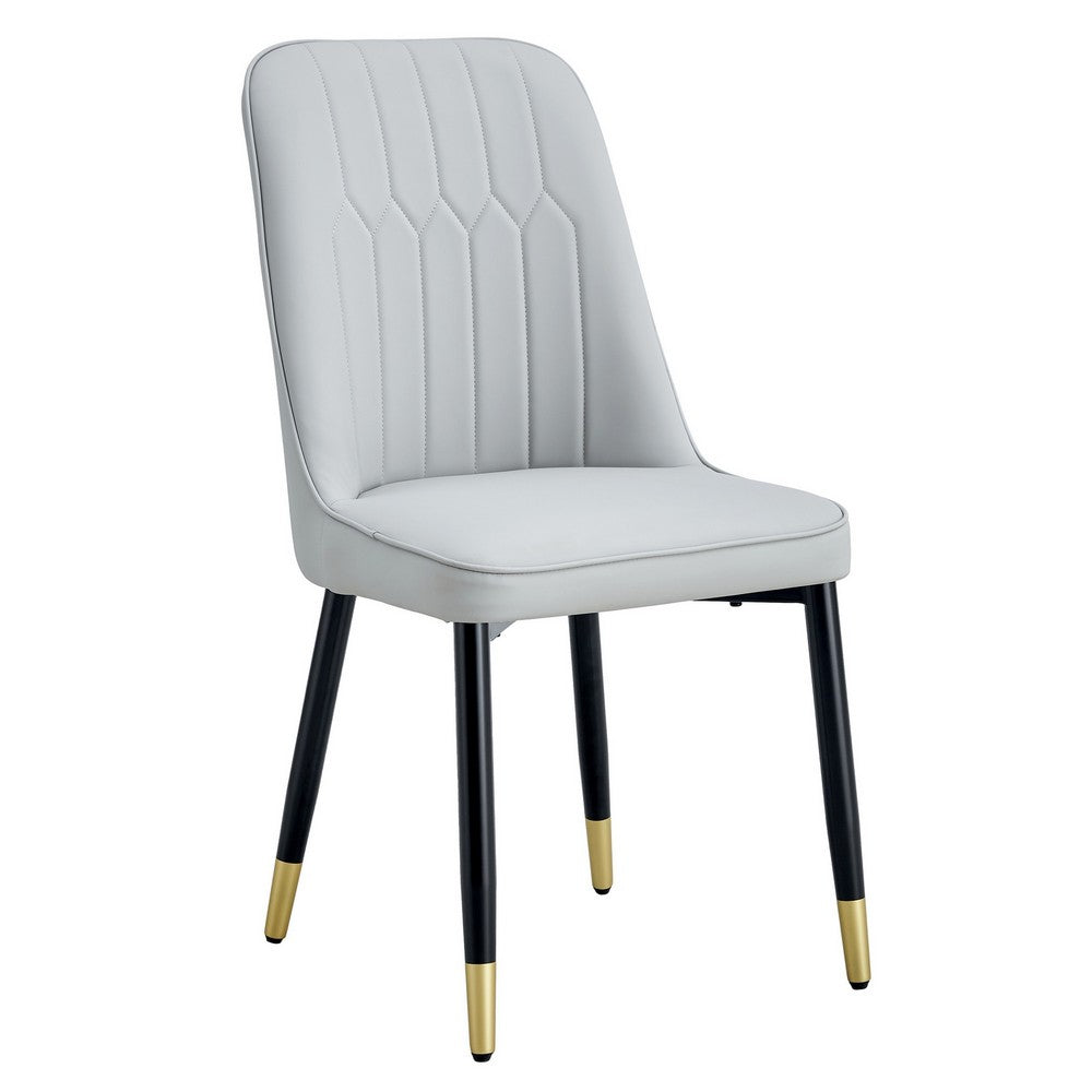 Manie Dining Chairs, Black Metal, Set of 4, Light Gray Faux Leather - BM355171