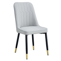 Manie Dining Chairs, Black Metal, Set of 4, Light Gray Faux Leather - BM355171