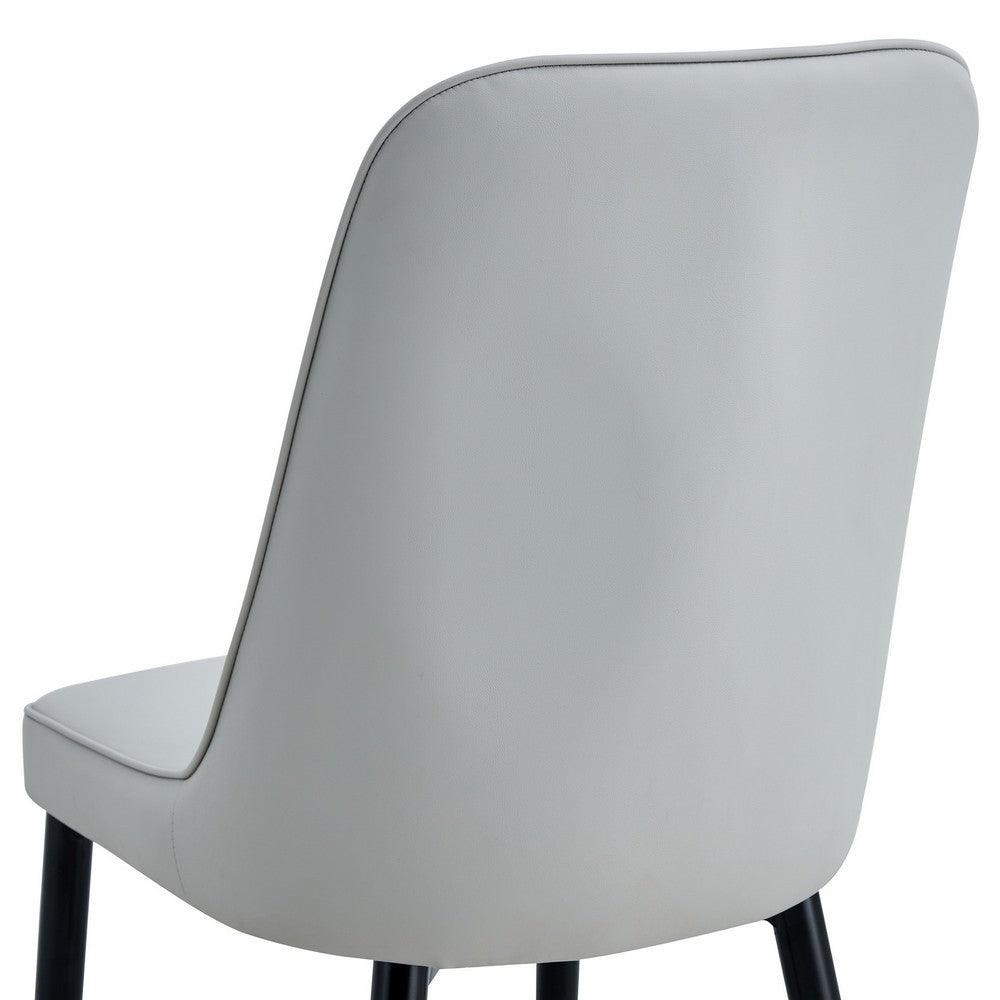 Manie Dining Chairs, Black Metal, Set of 4, Light Gray Faux Leather - BM355171