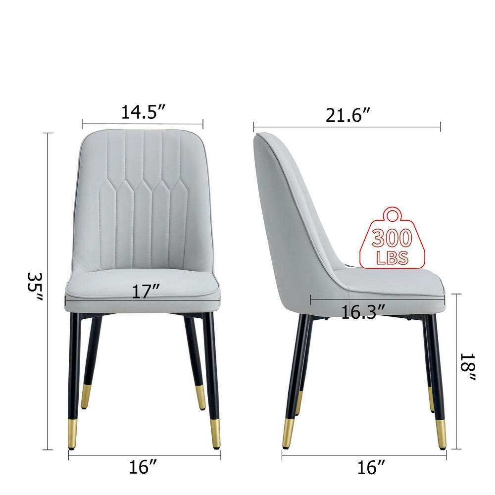 Manie Dining Chairs, Black Metal, Set of 4, Light Gray Faux Leather - BM355171