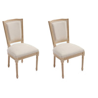 Ginny Dining Chairs, Set of 2, Solid Wood, Beige Cotton-Linen-BM355172