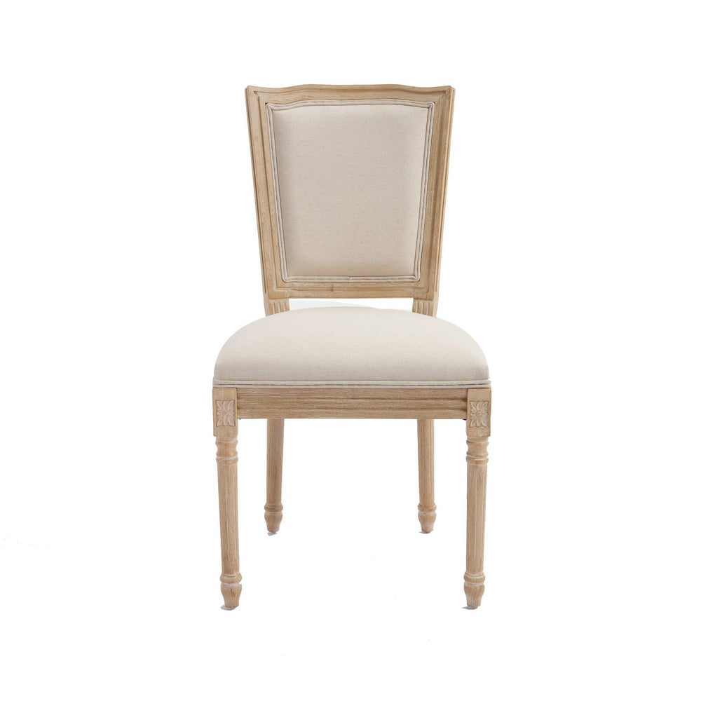 Ginny Dining Chairs, Set of 2, Solid Wood, Beige Cotton-Linen-BM355172