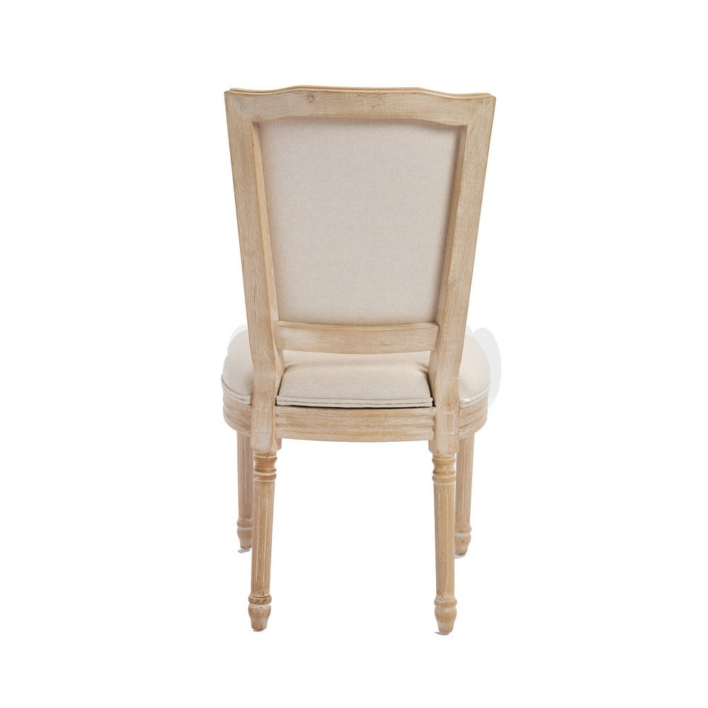 Ginny Dining Chairs, Set of 2, Solid Wood, Beige Cotton-Linen-BM355172
