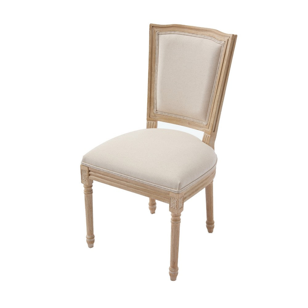 Ginny Dining Chairs, Set of 2, Solid Wood, Beige Cotton-Linen-BM355172