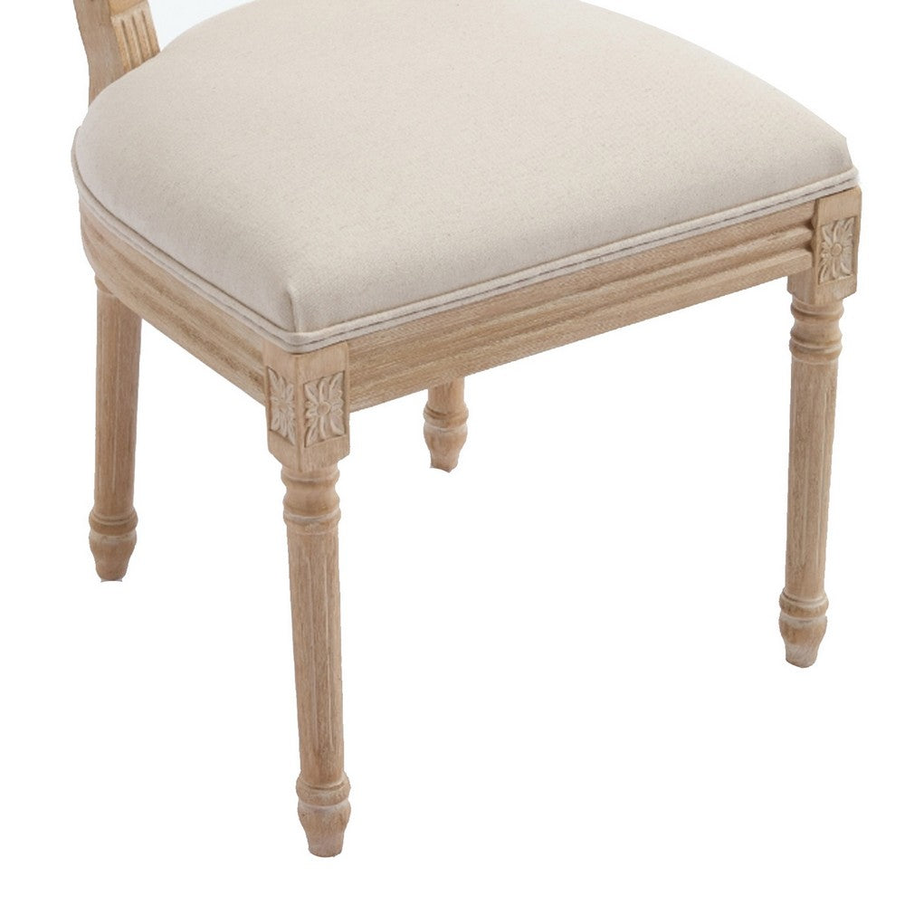 Ginny Dining Chairs, Set of 2, Solid Wood, Beige Cotton-Linen-BM355172