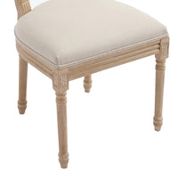 Ginny Dining Chairs, Set of 2, Solid Wood, Beige Cotton-Linen-BM355172