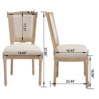 Ginny Dining Chairs, Set of 2, Solid Wood, Beige Cotton-Linen-BM355172