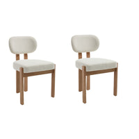 Zelda Dining Chairs, Set of 2, Brown Rubberwood Frame, Beige Fabric - BM355173