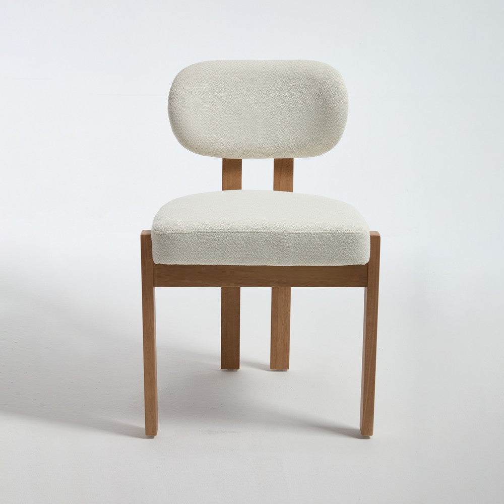 Zelda Dining Chairs, Set of 2, Brown Rubberwood Frame, Beige Fabric - BM355173