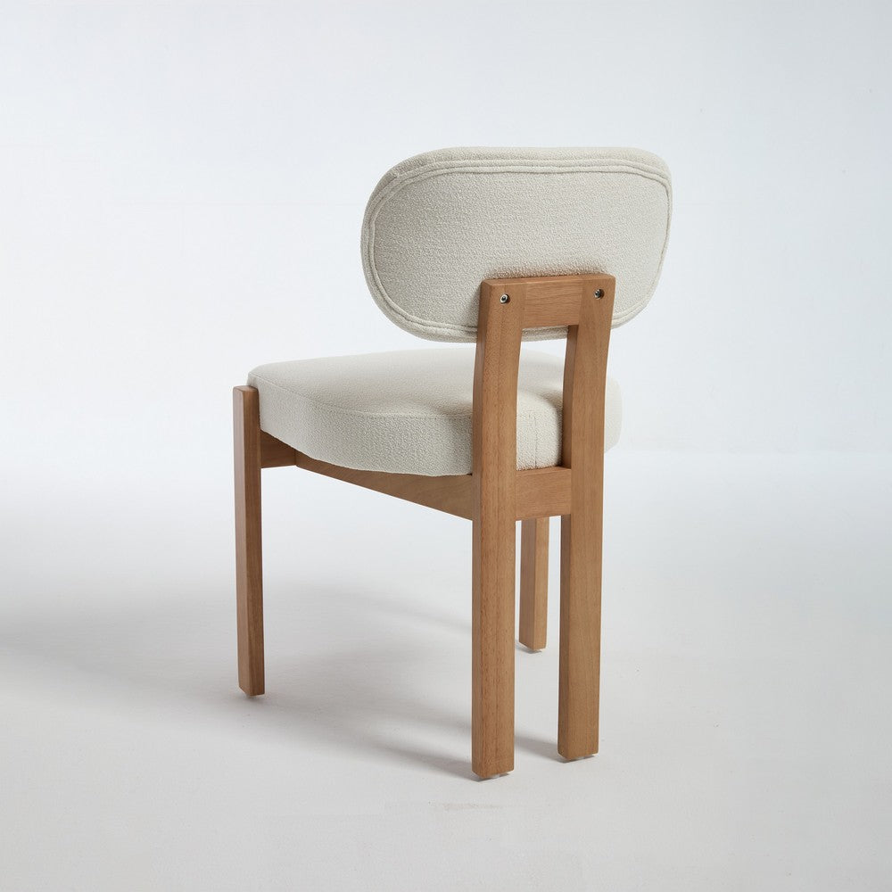 Zelda Dining Chairs, Set of 2, Brown Rubberwood Frame, Beige Fabric - BM355173