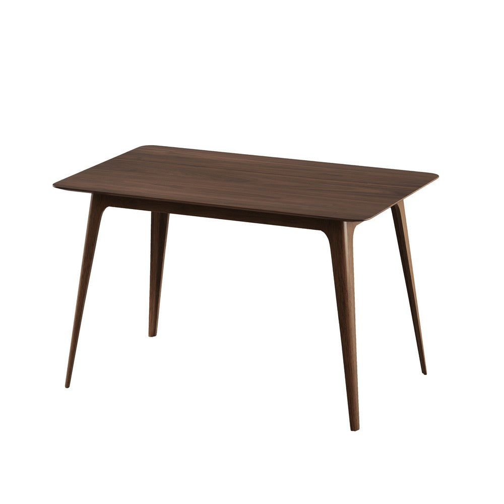Tyler Modern Dining Table, Slayed Solid Wood Legs, Walnut Brown 47 Inch  - BM355178
