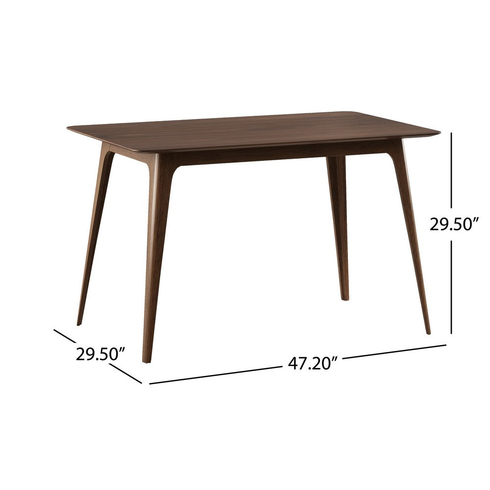 Tyler Modern Dining Table, Slayed Solid Wood Legs, Walnut Brown 47 Inch  - BM355178