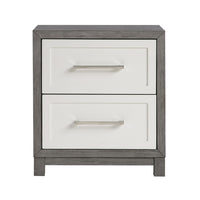 Jerry Nightstand with 2 Dovetail Storage Drawers, Ivory-Gray Wood-BM355181