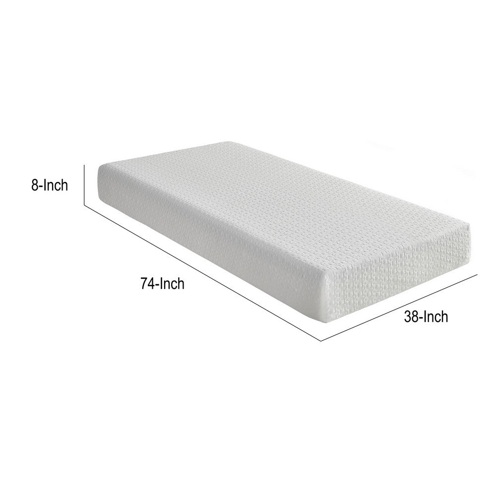 Kamya Twin Gel Memory Foam Mattress, Firm Tencel Cover, White Fabri 8 Inch-BM355185