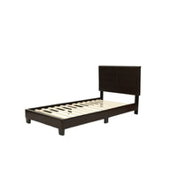 Bei Twin Bed, Adjustable Headboard, Faux Leather Upholstery Espresso Brown-BM355187