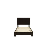 Bei Twin Bed, Adjustable Headboard, Faux Leather Upholstery Espresso Brown-BM355187