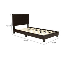 Bei Twin Bed, Adjustable Headboard, Faux Leather Upholstery Espresso Brown-BM355187
