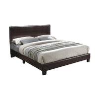 Bei Full Bed, Adjustable Headboard, Faux Leather Upholstery Espresso Brown-BM355188