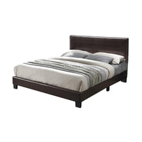 Bei Full Bed, Adjustable Headboard, Faux Leather Upholstery Espresso Brown-BM355188