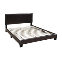 Bei Full Bed, Adjustable Headboard, Faux Leather Upholstery Espresso Brown-BM355188