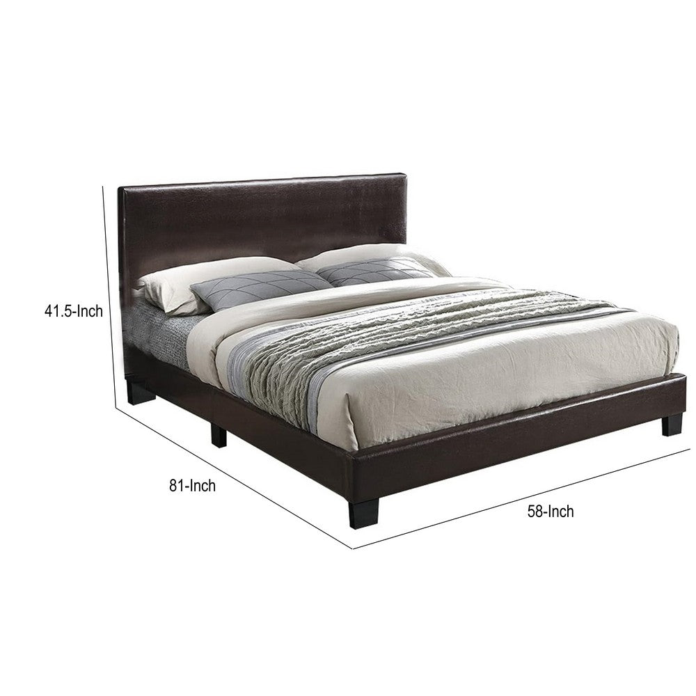 Bei Full Bed, Adjustable Headboard, Faux Leather Upholstery Espresso Brown-BM355188