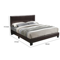 Bei Full Bed, Adjustable Headboard, Faux Leather Upholstery Espresso Brown-BM355188