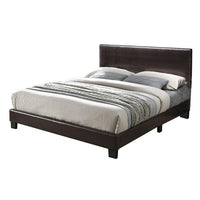 Bei Queen Bed, Adjustable Headboard, Faux Leather Upholstery Espresso Brown-BM355189