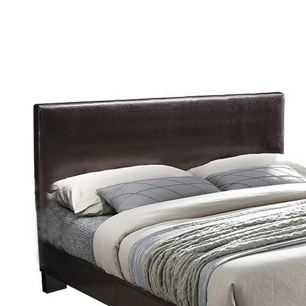 Bei Queen Bed, Adjustable Headboard, Faux Leather Upholstery Espresso Brown-BM355189