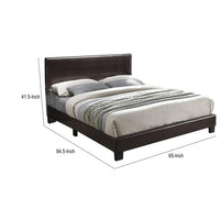 Bei Queen Bed, Adjustable Headboard, Faux Leather Upholstery Espresso Brown-BM355189