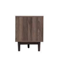 TV Media Cabinet, 4 Doors, 2 Drawers, Rattan Accents, Dark Brown 77 Inch - BM355191
