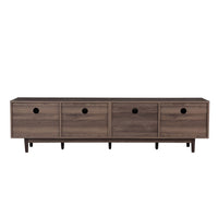 TV Media Cabinet, 4 Doors, 2 Drawers, Rattan Accents, Dark Brown 77 Inch - BM355191