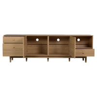 TV Media Cabinet, 2 Rattan Doors, 3 Drawers, 1 Shelf, Natural Brown 77 Inch - BM355192