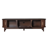 TV Media Cabinet, Fluted Sliding Doors, Drop Down Door, Dark Brown 67 Inch - BM355196
